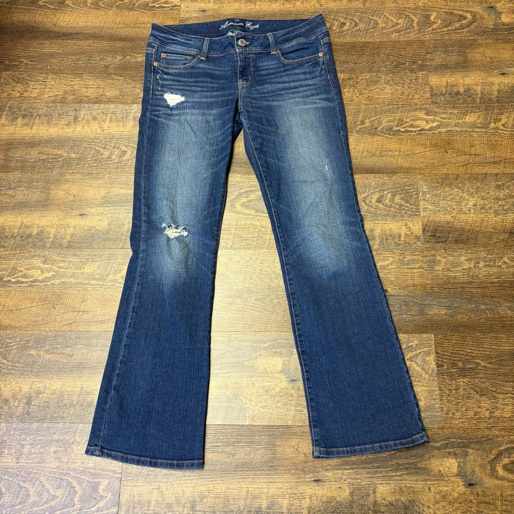 2011 American Eagle Slim Boot Womens Size 10 Stretch Distressed Blue Denim Jeans